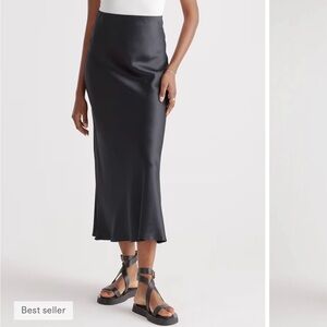 Quince Black Maxi Slip Skirt - Sleek Bias Cut